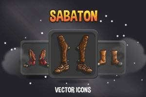 Sabaton游戏RPG图标集：骑士护胫甲矢量素材