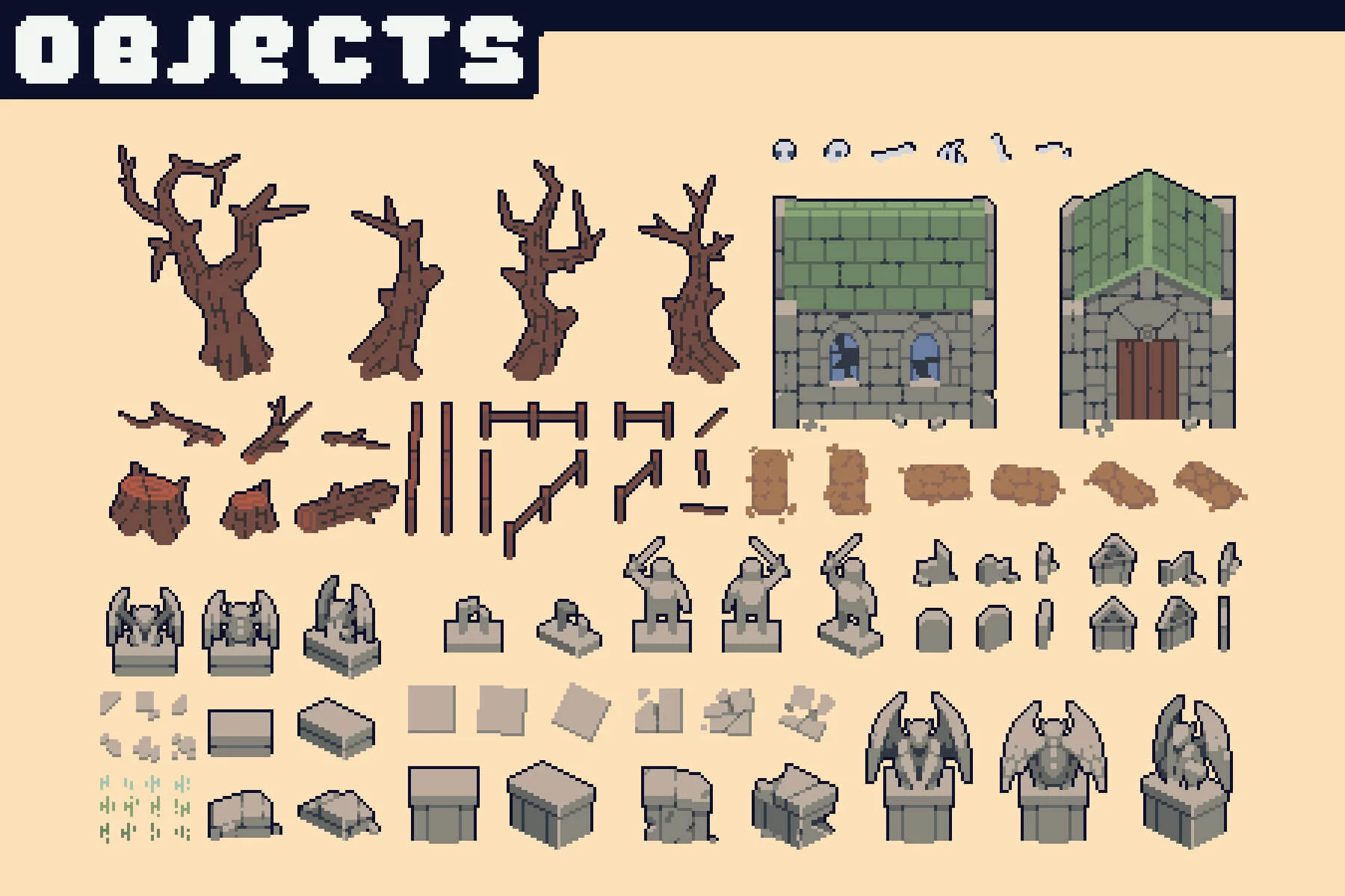 Graveyard Top-Down Tileset Pixel Art