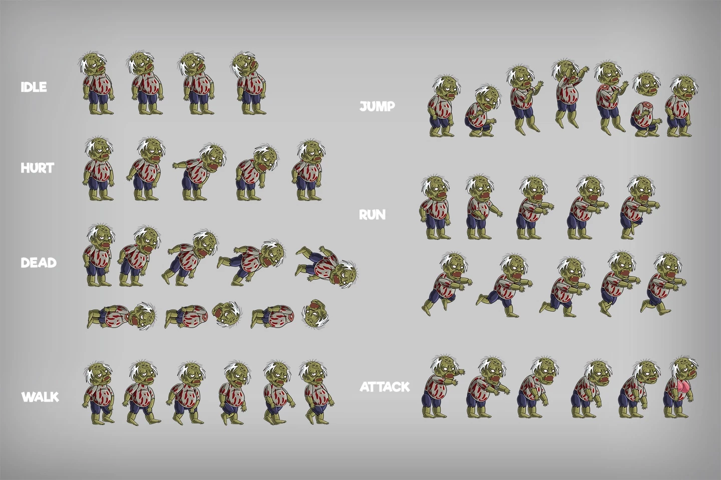 2D Game Zombie Character Sprite 3