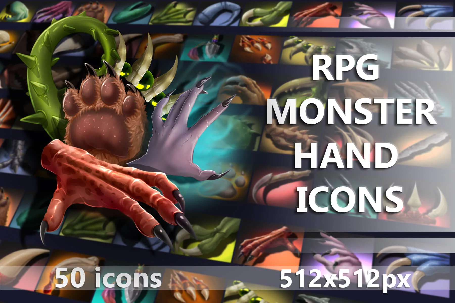 RPG Monster Hand Game Icons