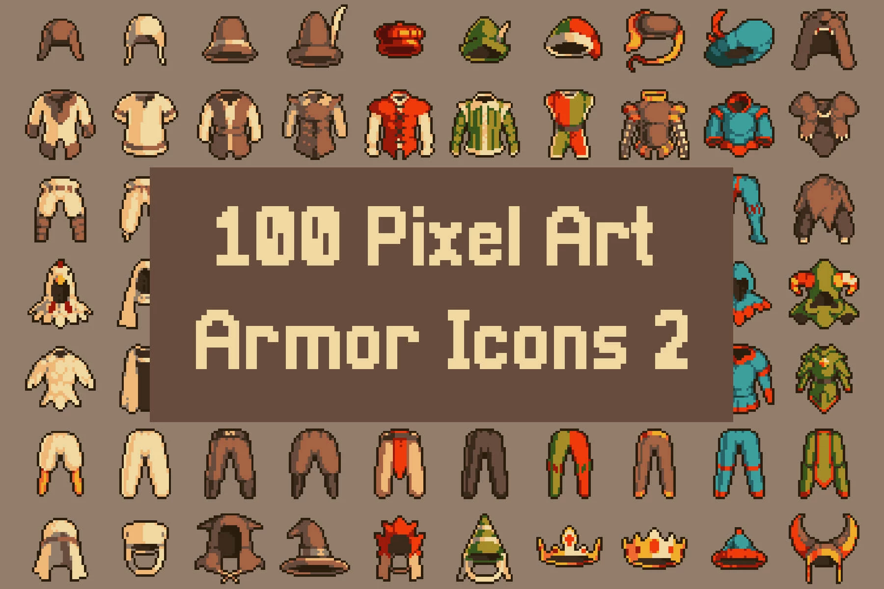 100 Pixel Art Armor Icons