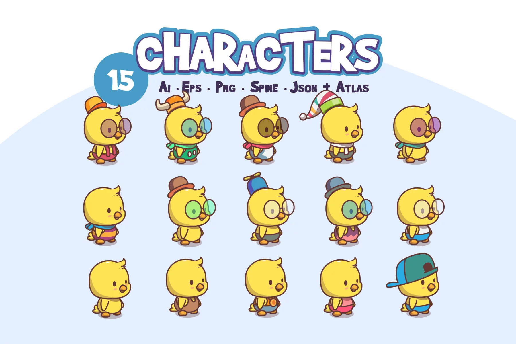 Cute Chick Game Character Sprites