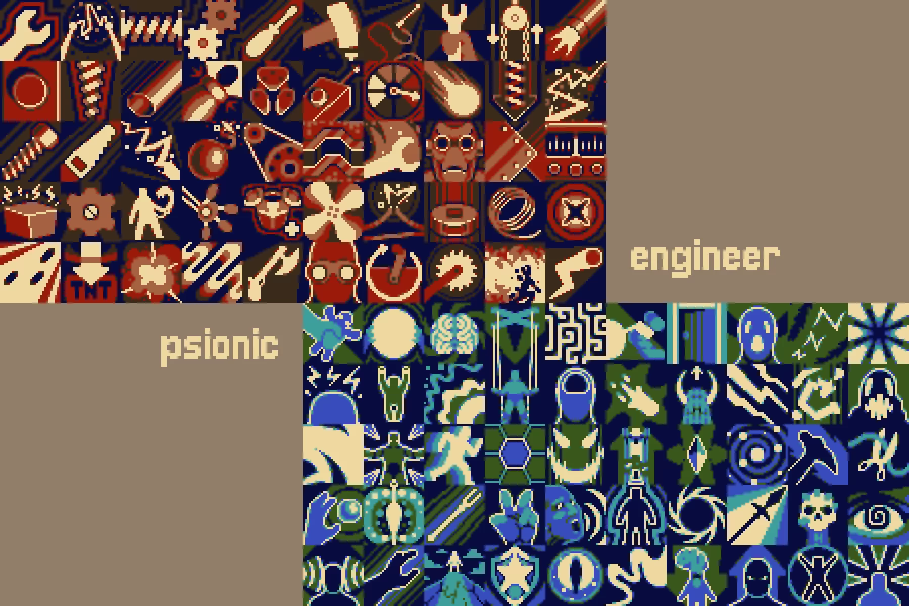 Engineer and Psionic Pixel Art Ability Icon Set