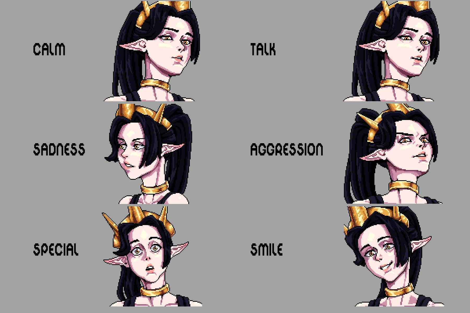 Dark Elf Queen Avatar Icon Pixel Pack for Dialogue