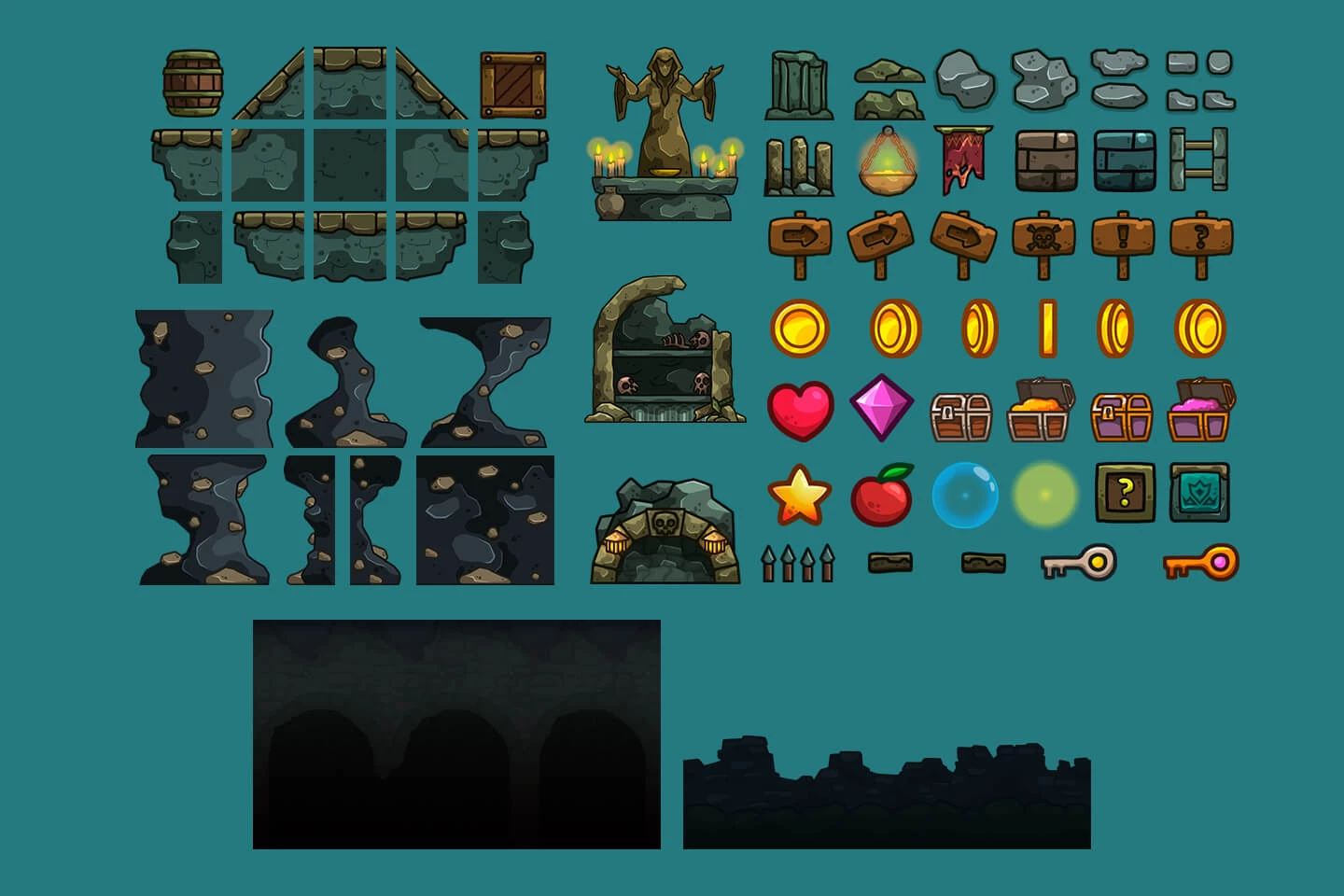 Ancient Dungeon 2D Game Tileset