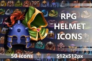 RPG头盔图标集：骑士、法师、盗贼等职业头饰