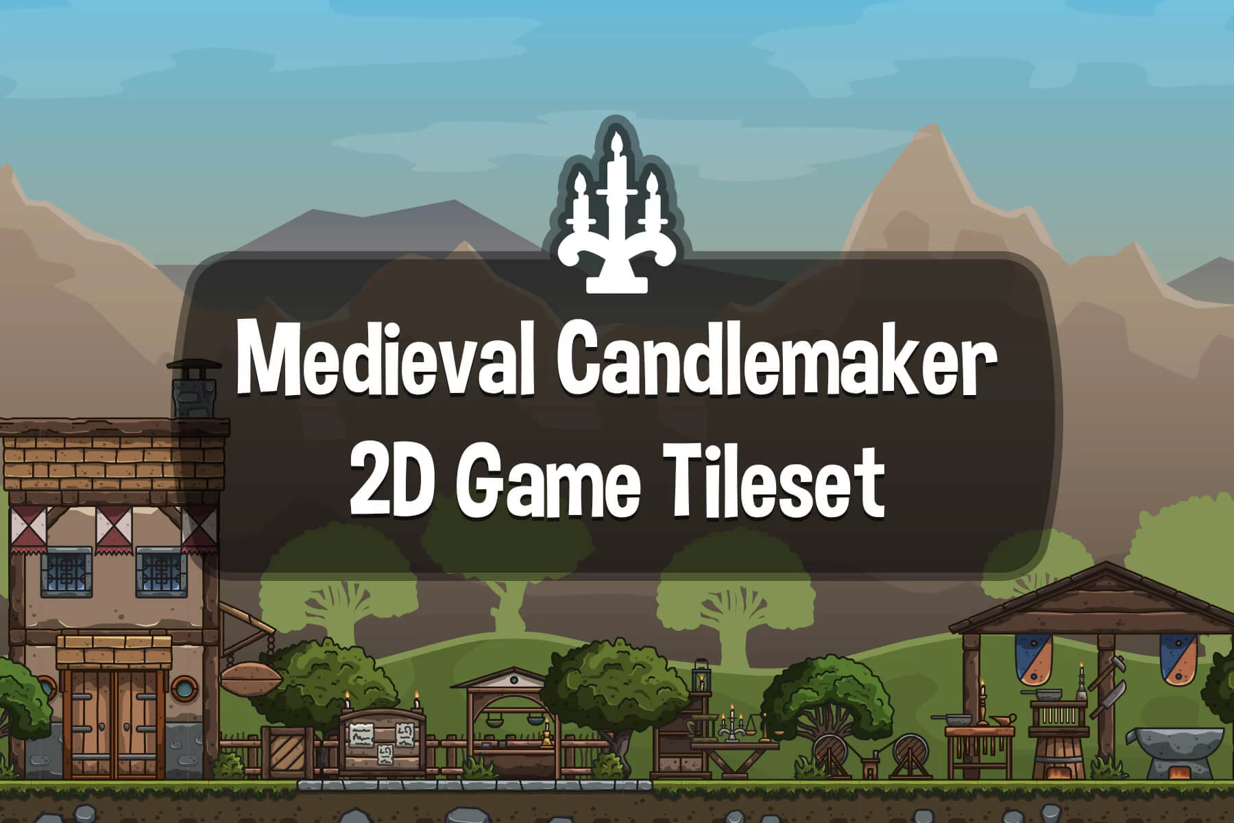 Cartoon Medieval Candlemaker 2D Game Tileset