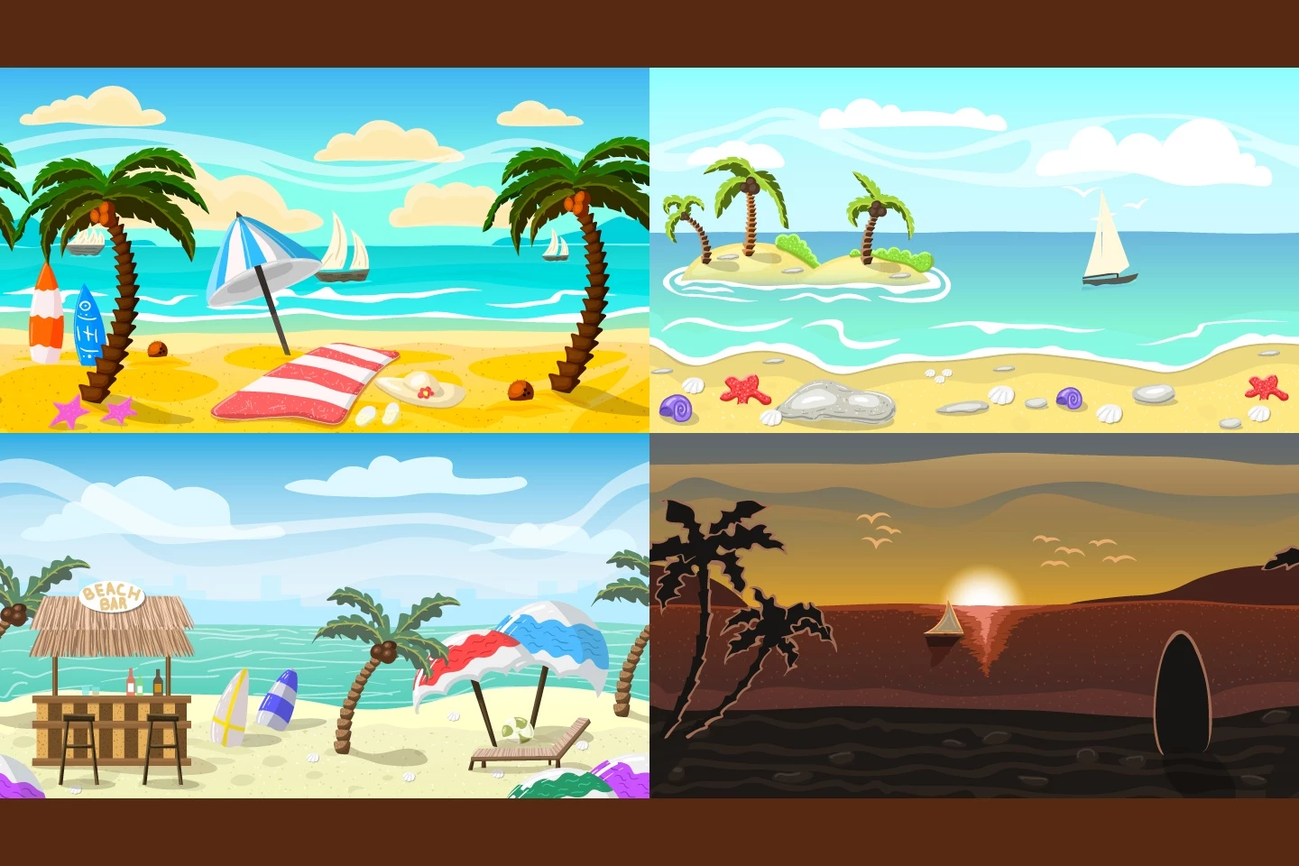 Beach 2D Game Backgrounds