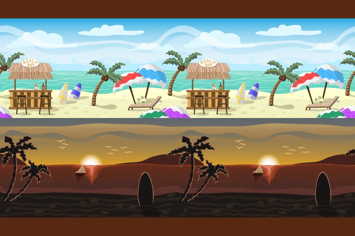 Beach 2D Game Backgrounds