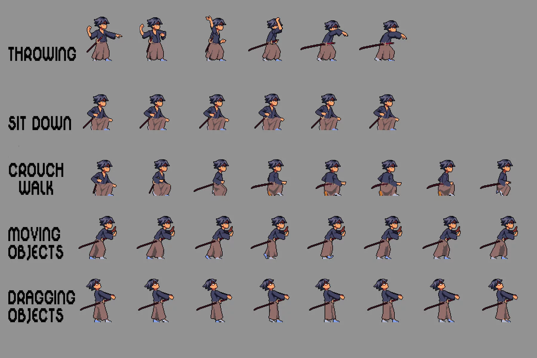Anime Warrior Sprite Sheet Pixel Art Pack 2