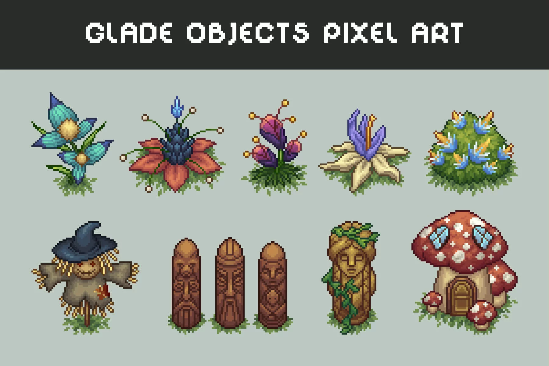Glade Objects Top Down Pixel Art