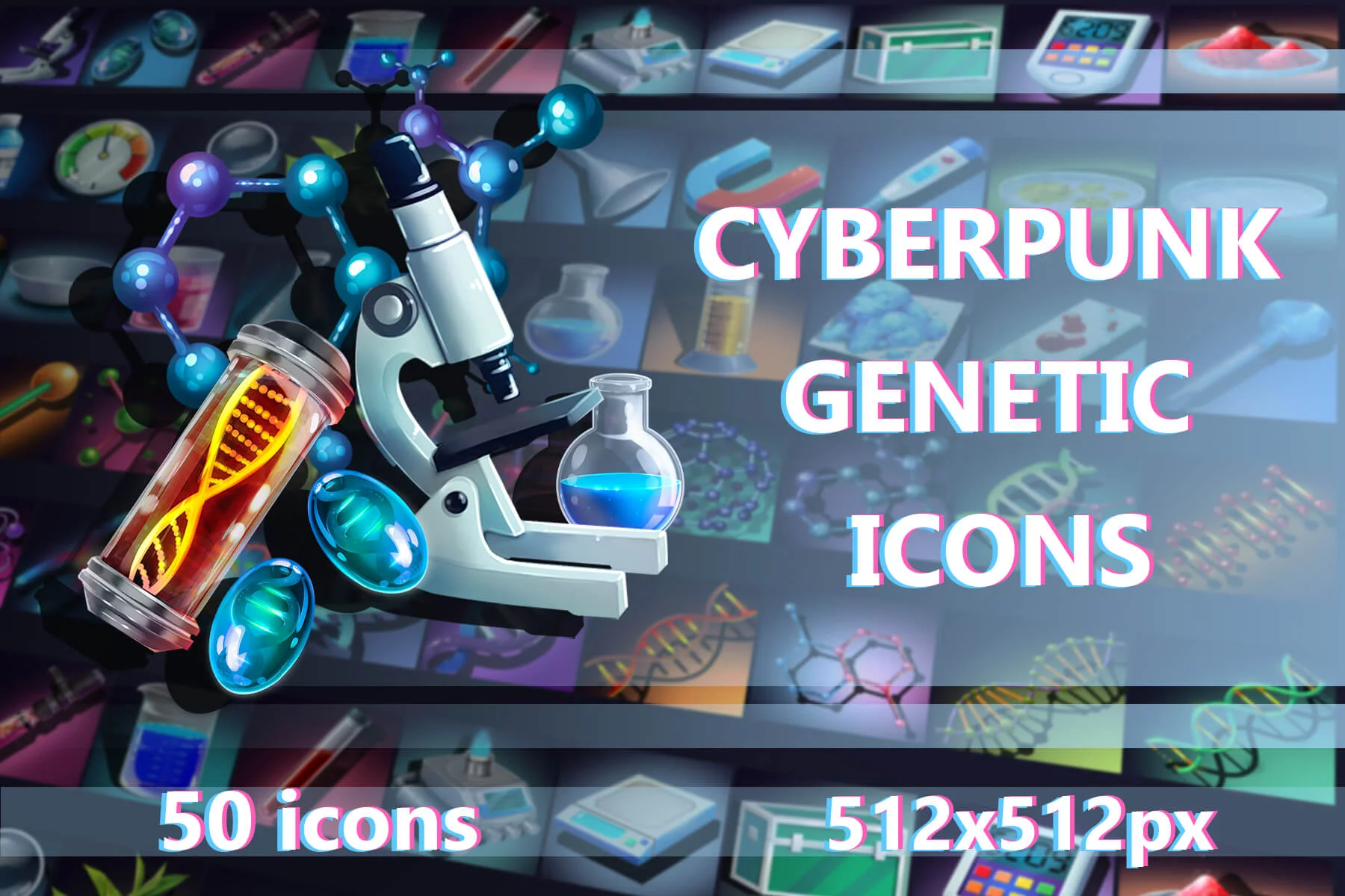 Cyberpunk Genetic Game Icons