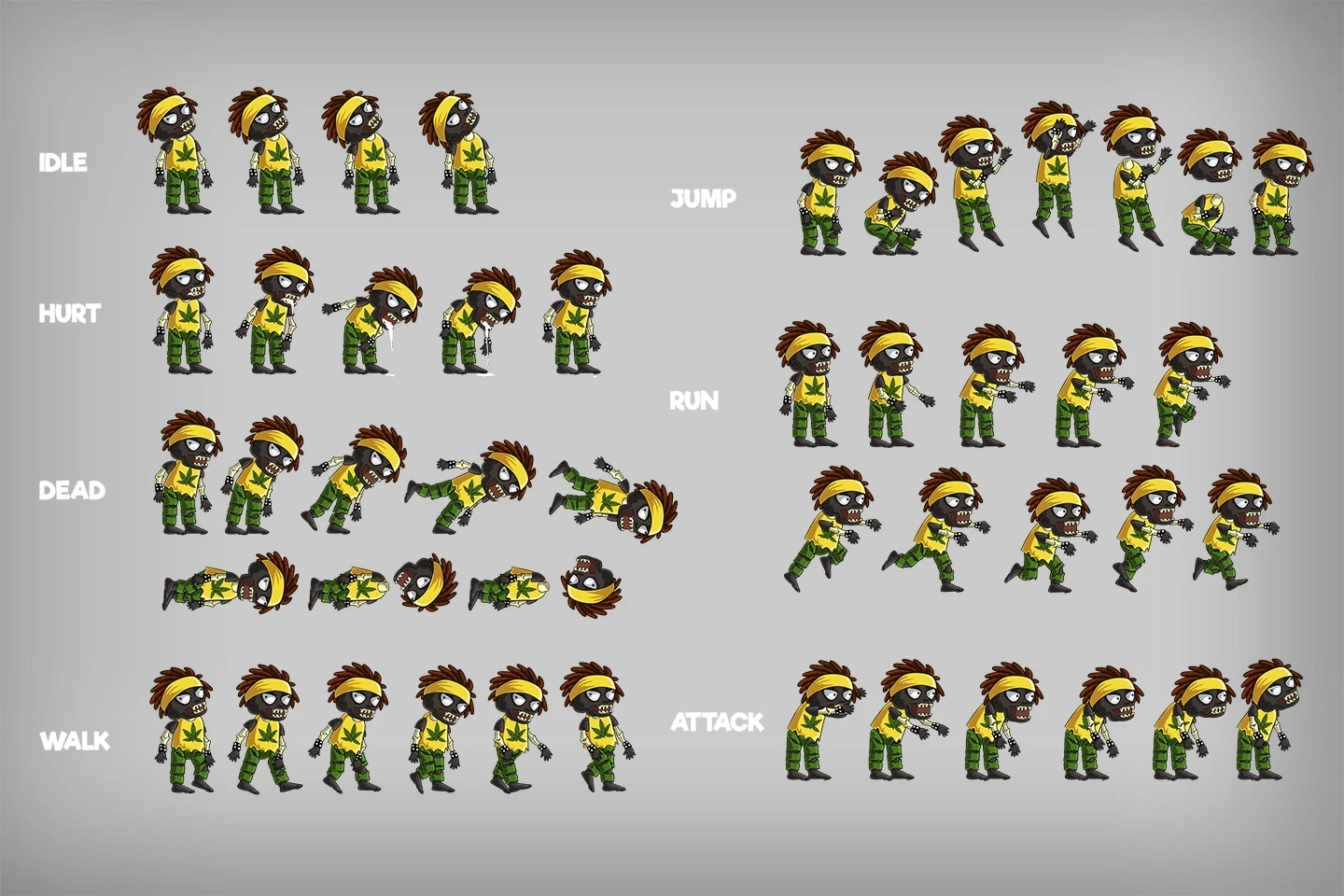 2D Game Zombie Character Sprite 6