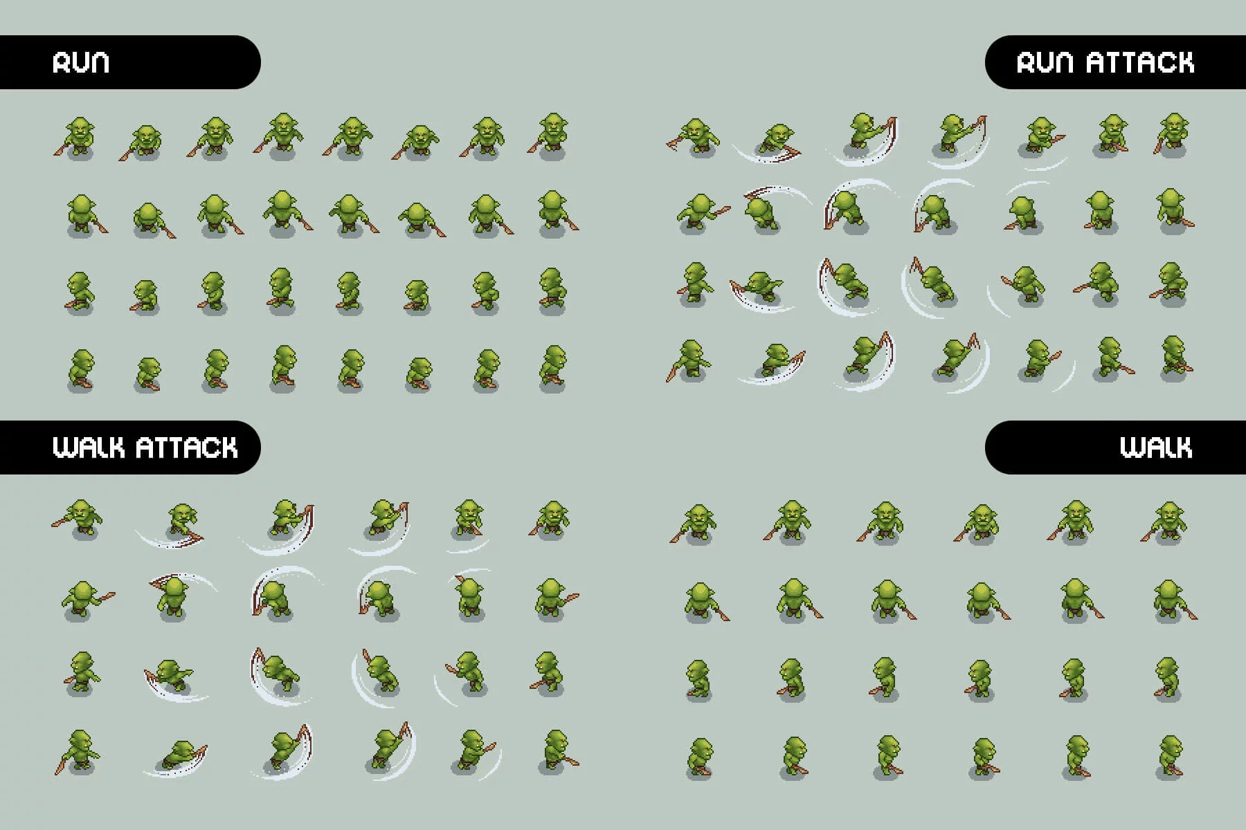 Top-Down Orc Game Character Pixel Art
