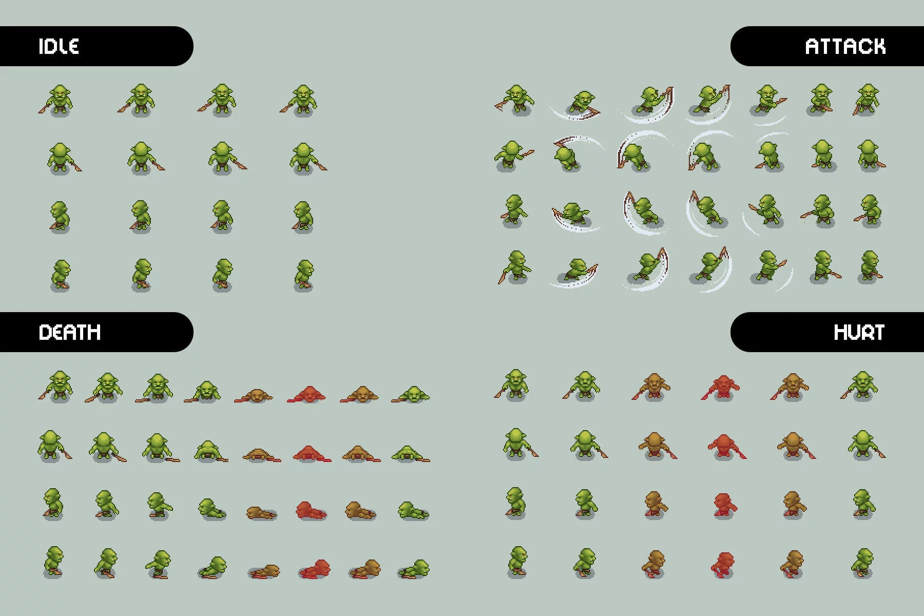 Top-Down Orc Game Character Pixel Art