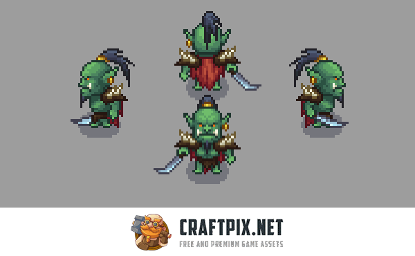Top-Down Orc Game Character Pixel Art