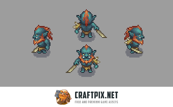 Top-Down Orc Game Character Pixel Art