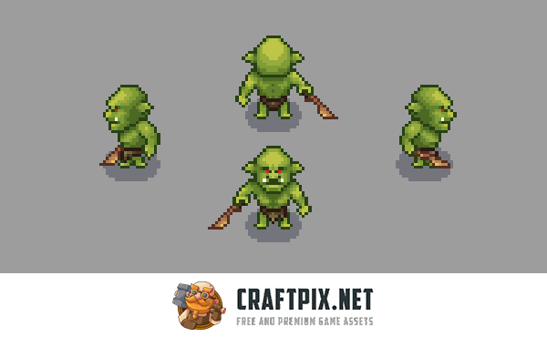 Top-Down Orc Game Character Pixel Art