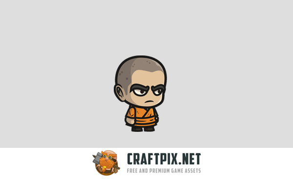 Monk, Evil Bald Warrior and Old Warrior Chibi 2D Sprites