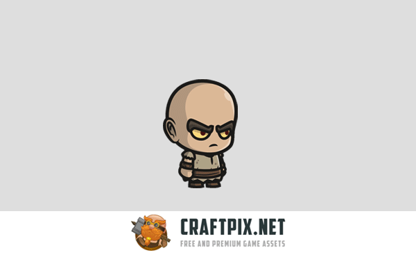 Monk, Evil Bald Warrior and Old Warrior Chibi 2D Sprites