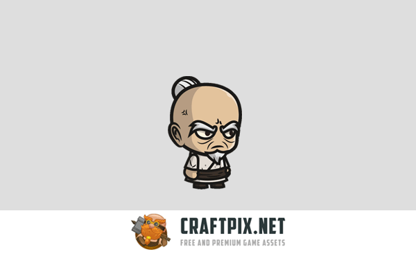 Monk, Evil Bald Warrior and Old Warrior Chibi 2D Sprites
