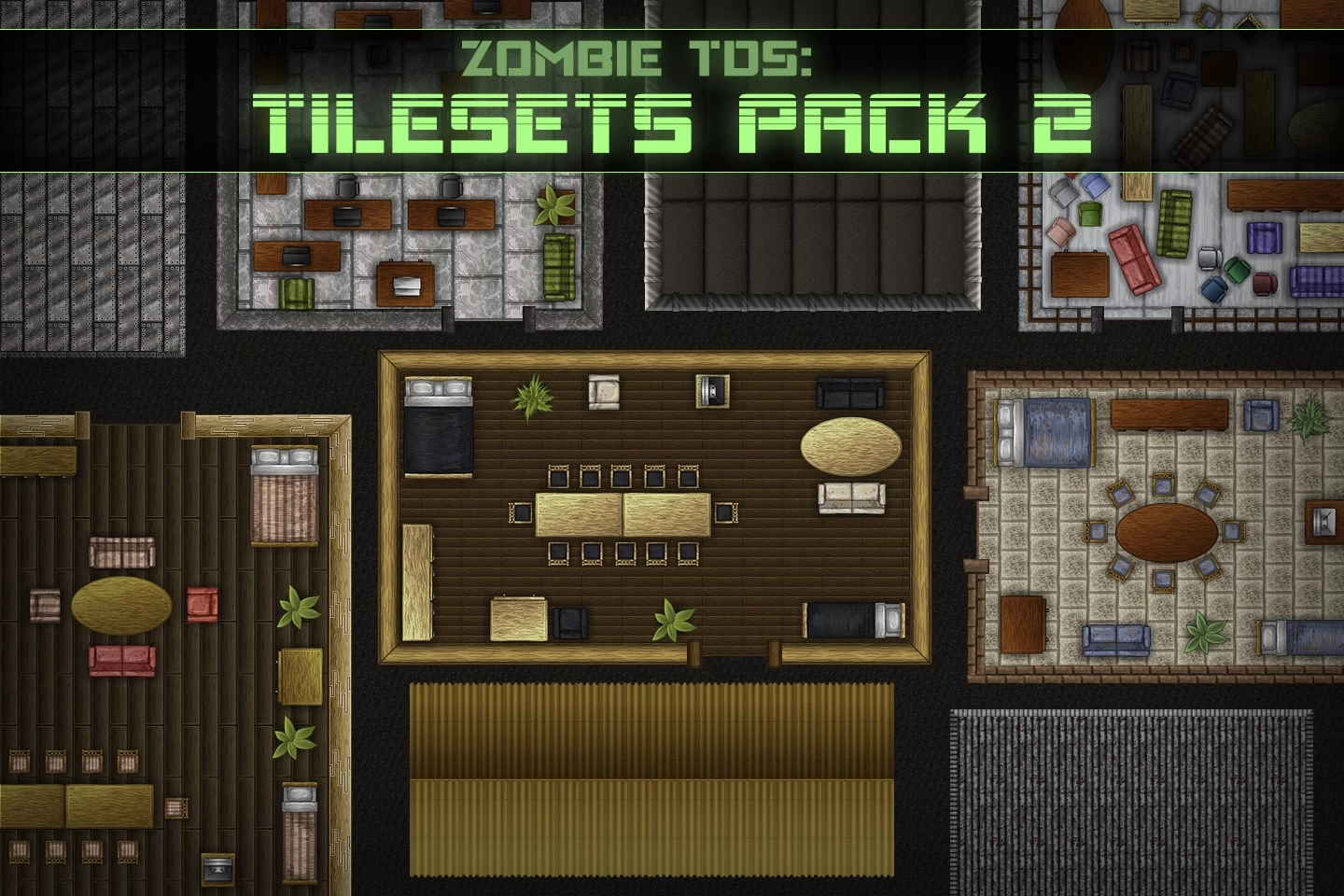 Zombie TDS Tilesets: buildings and furniture