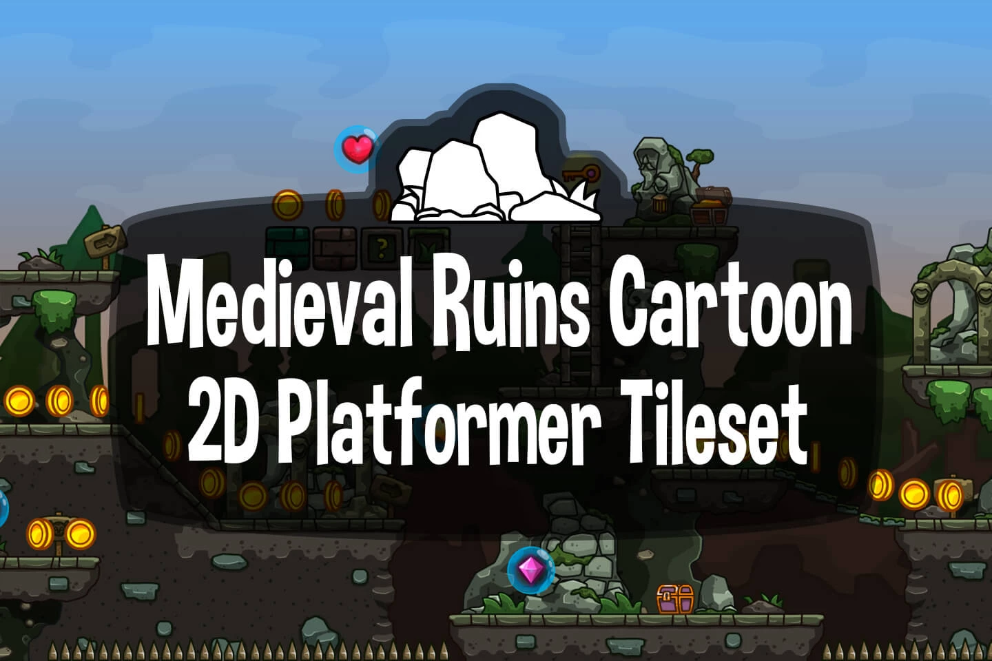 Medieval Ruins Cartoon 2D Tileset
