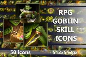 RPG哥布林技能图标集：50枚2D游戏素材，提升角色独特性
