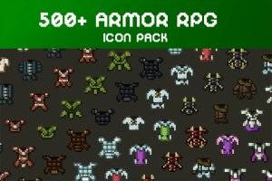 RPG装甲图标像素艺术包：560枚战士护甲图标素材