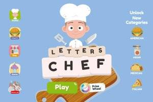 Letters Chef GUI素材：可爱2D厨师主题游戏界面
