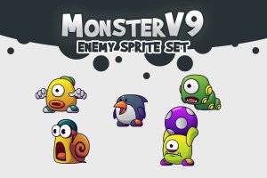 Monster V9角色精灵包：5个独特怪物动画素材