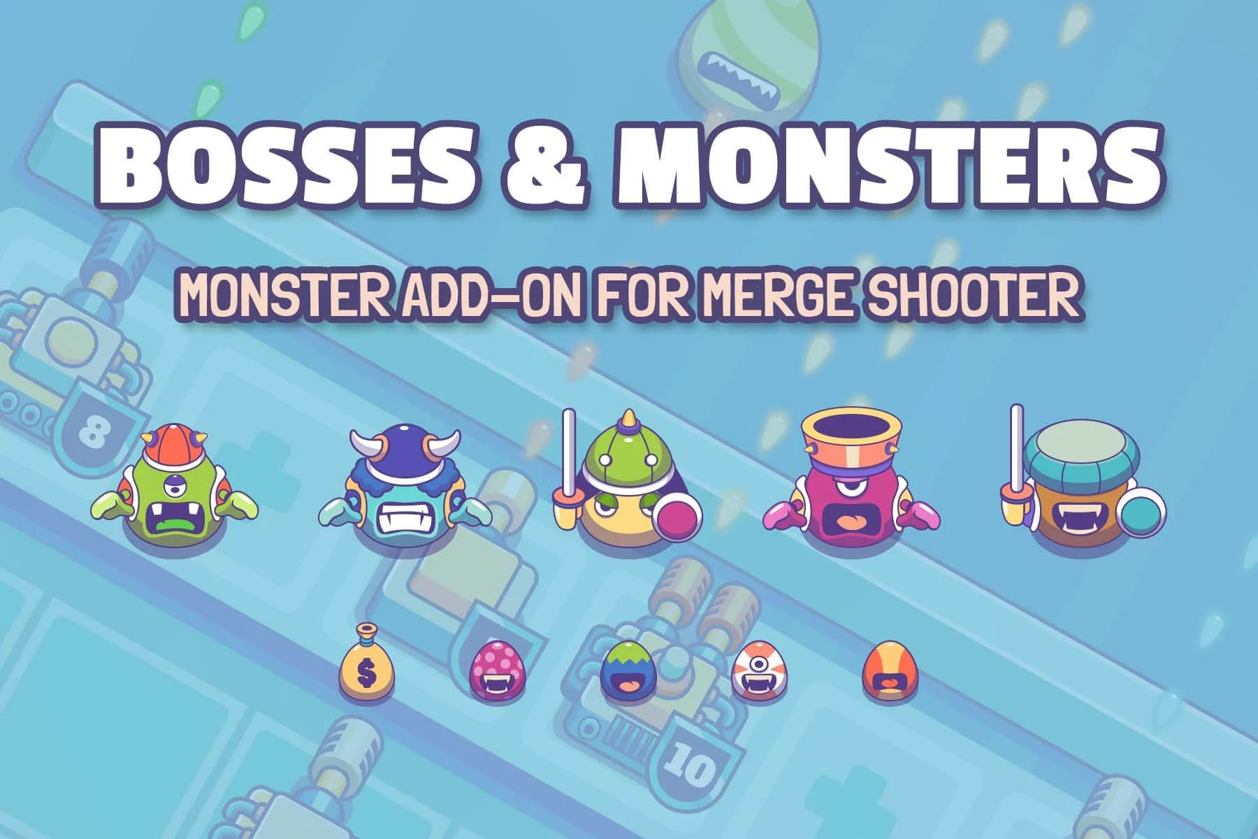 Top Down Monsters Asset Pack for Merge Shooter