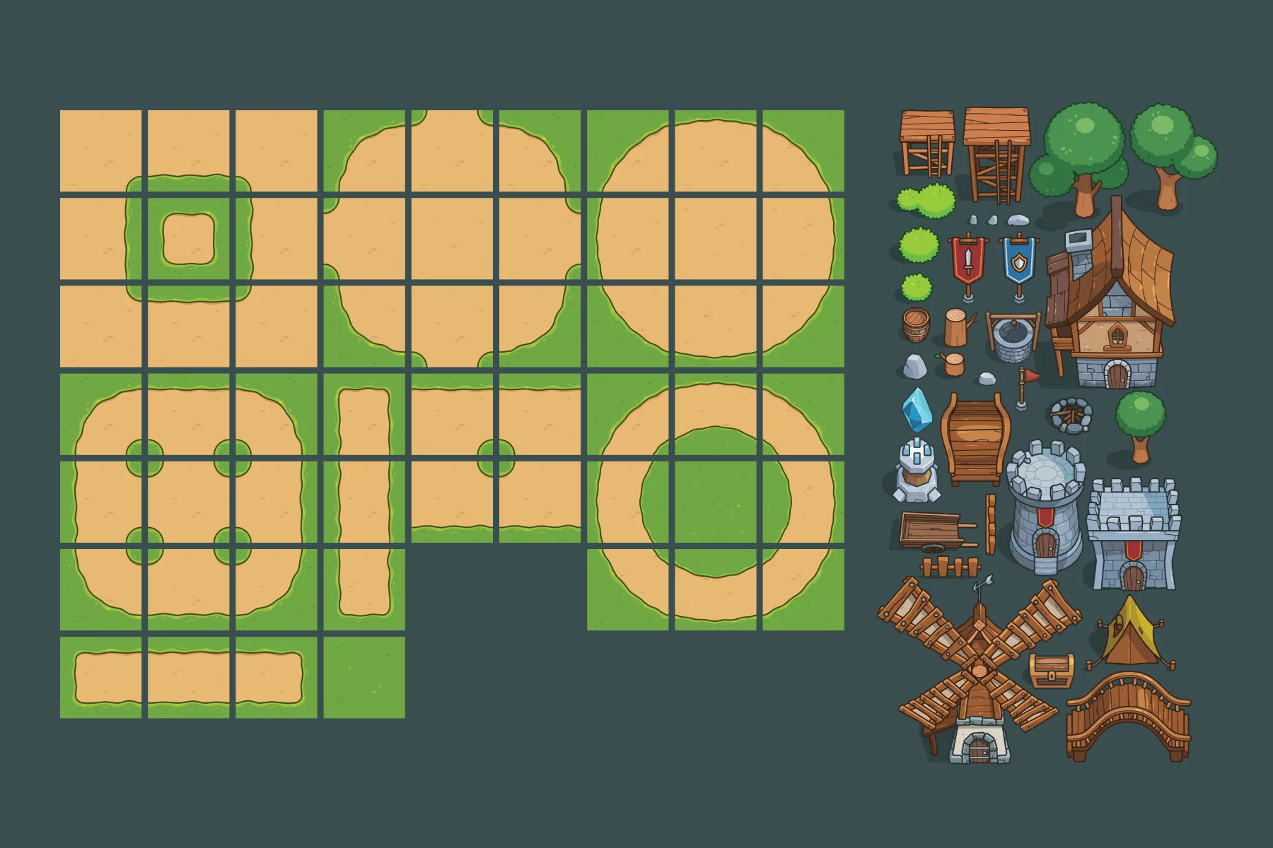 Simple Summer Top-Down Vector Tileset