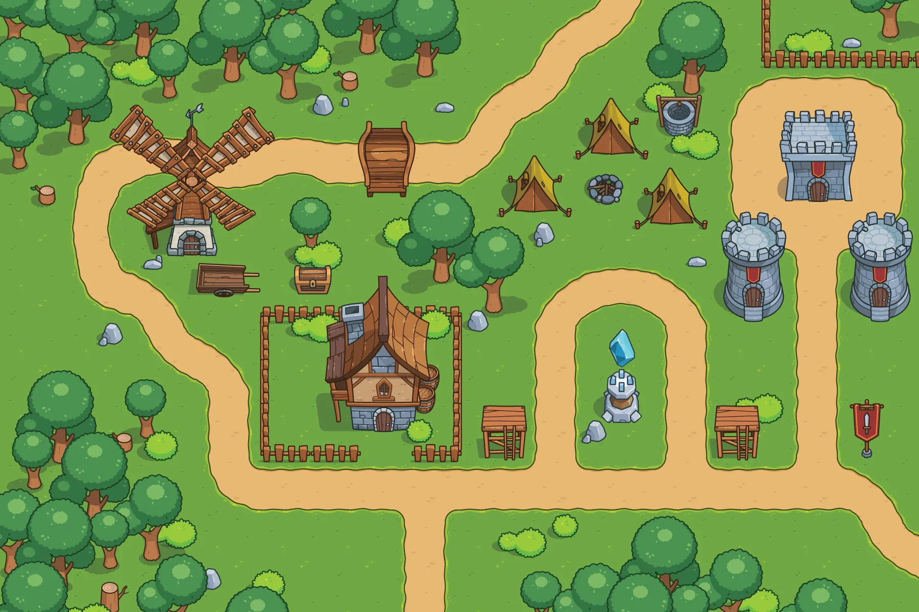 Simple Summer Top-Down Vector Tileset