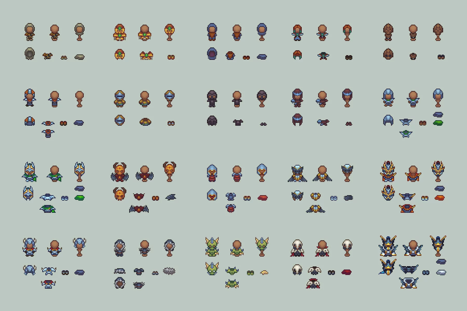 Armor and Weapons Pixel RPG Icons