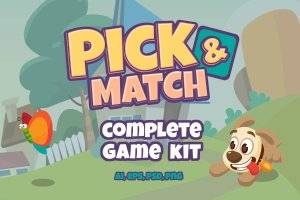 Pick and Match完整游戏套件：动物图标与界面素材