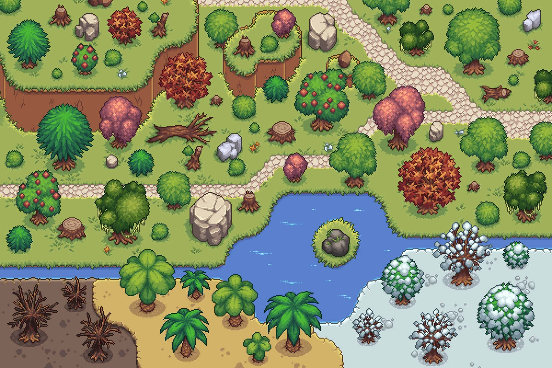 Top-Down Trees Pixel Art