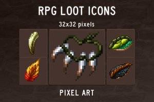 RPG像素风奇幻游戏图标素材包