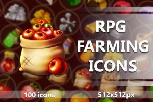 RPG农耕主题图标集：100种食物素材
