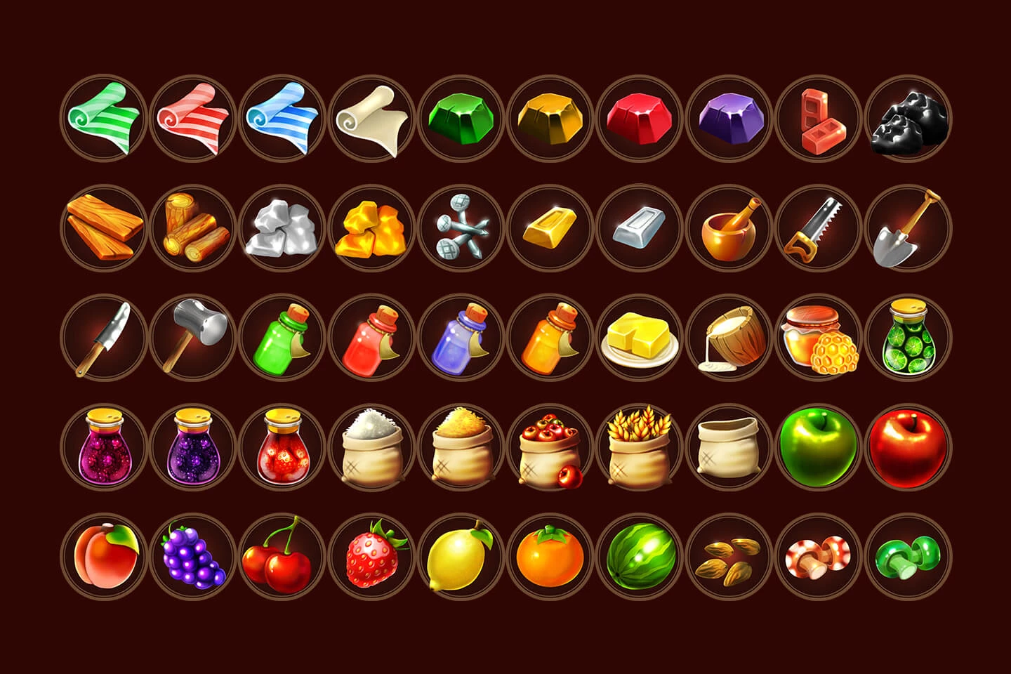 RPG Farming Icons Set