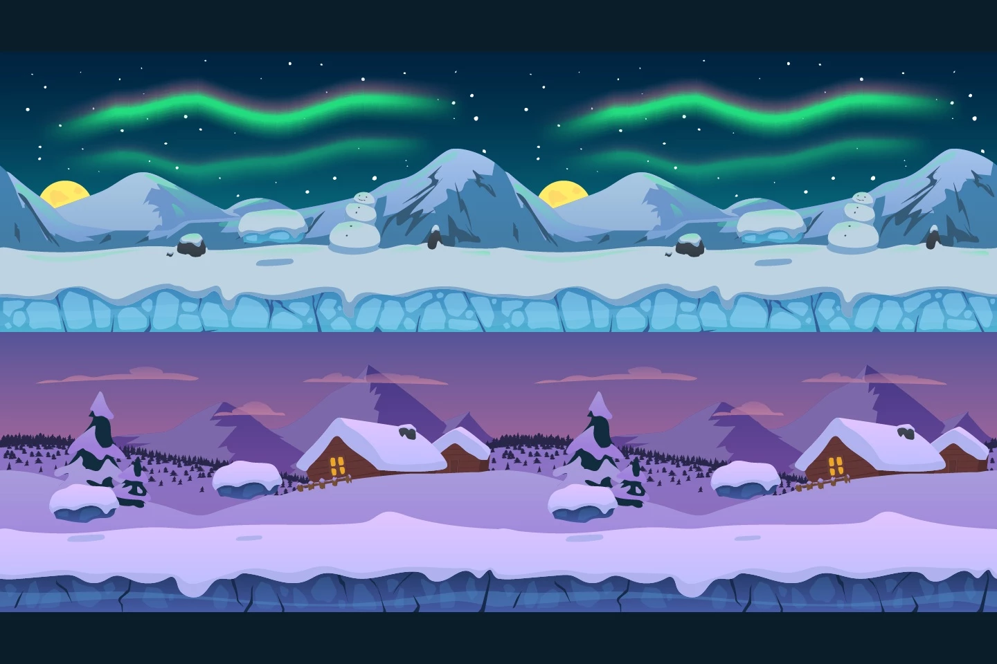 Snowy 2D Game Backgrounds