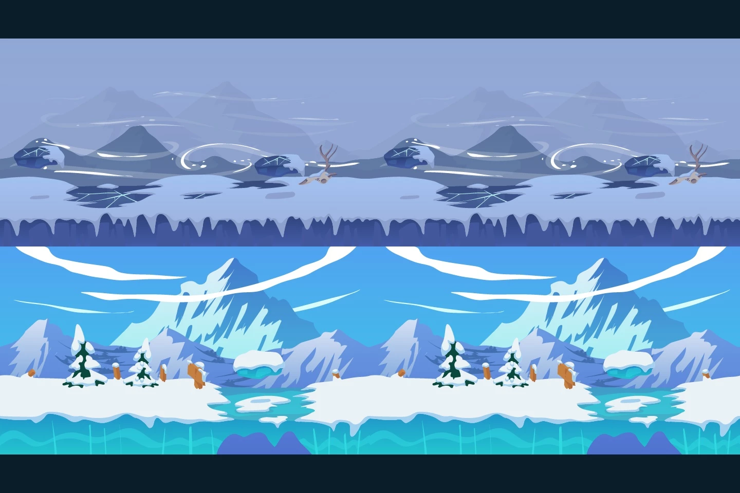 Snowy 2D Game Backgrounds