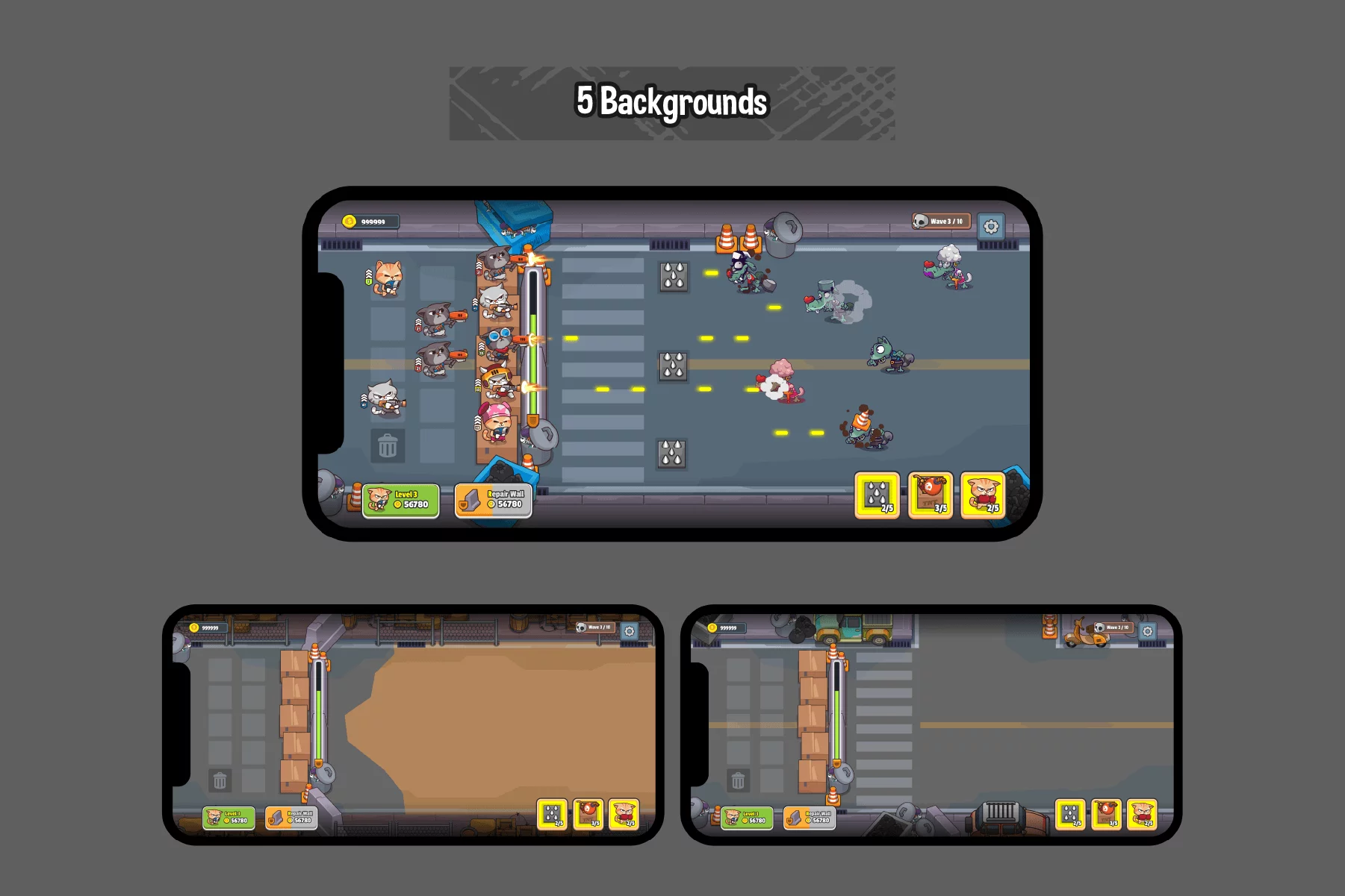 Cartoon Cat Defense Game Asset Kit