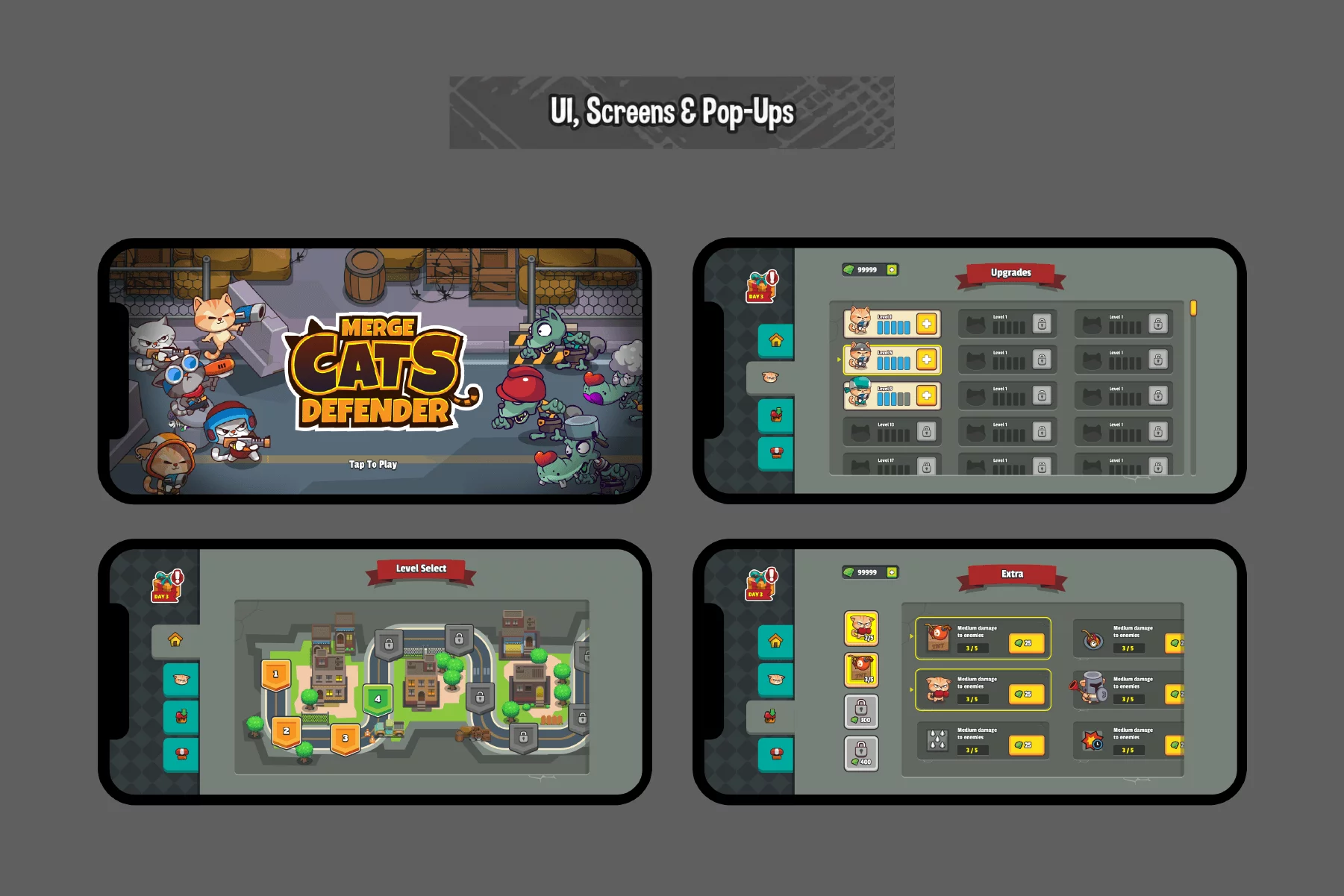 Cartoon Cat Defense Game Asset Kit