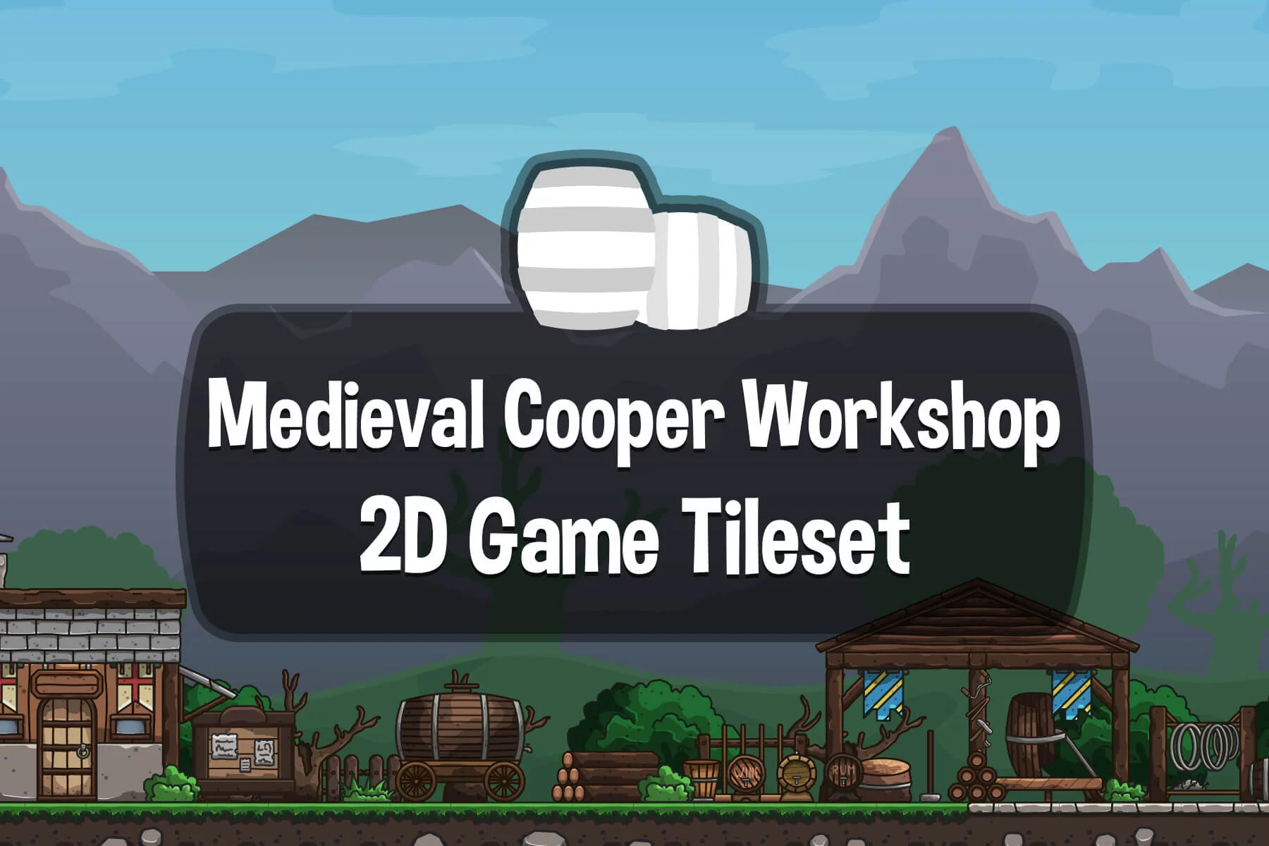 Medieval Cooper Workshop 2D Game Tileset
