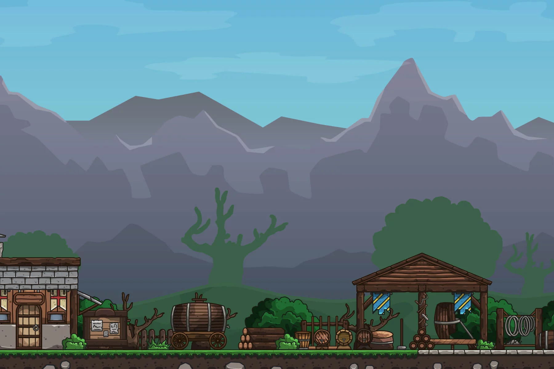 Medieval Cooper Workshop 2D Game Tileset