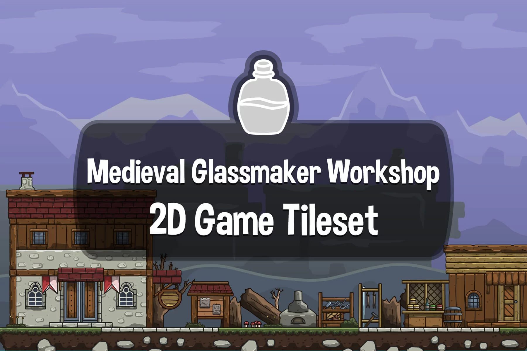 Cartoon Medieval Glassmaker Workshop Game Tileset