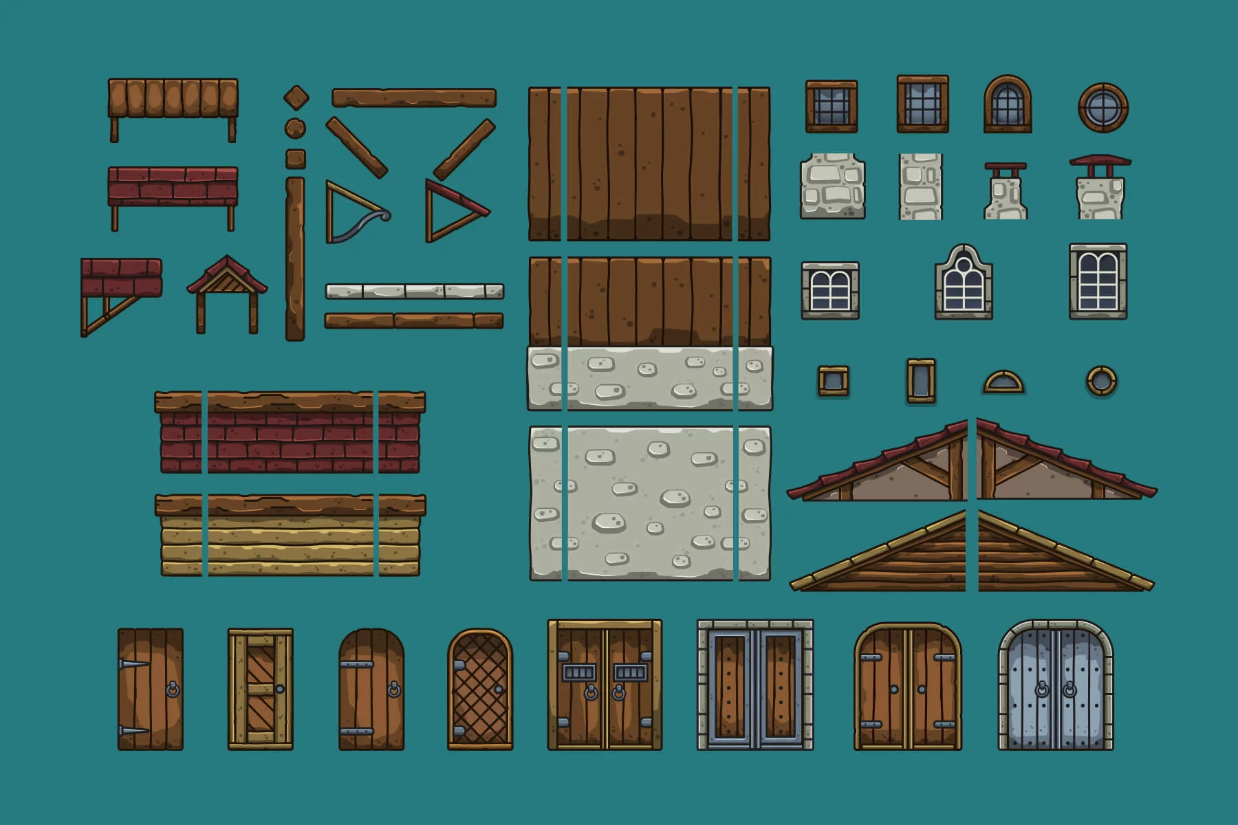 Cartoon Medieval Glassmaker Workshop Game Tileset