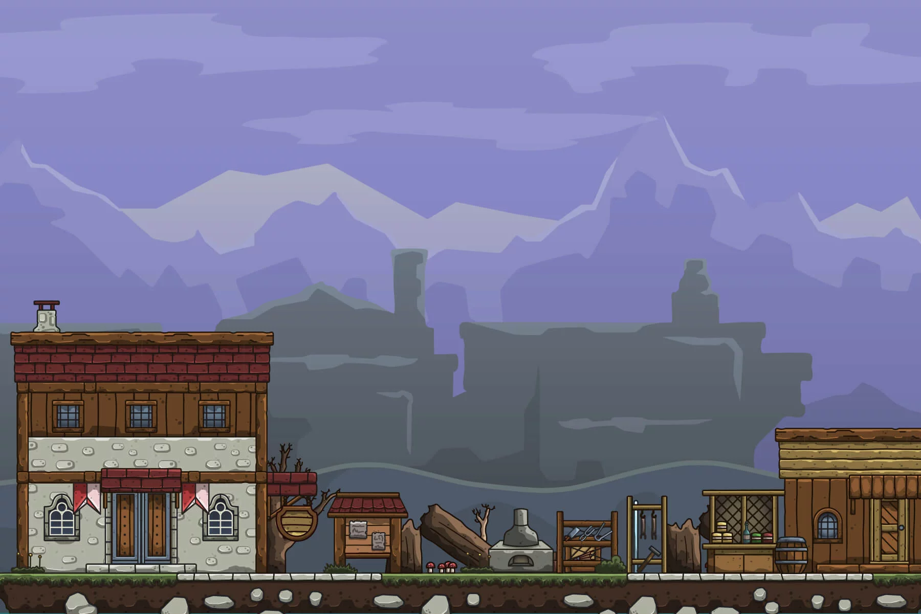 Cartoon Medieval Glassmaker Workshop Game Tileset