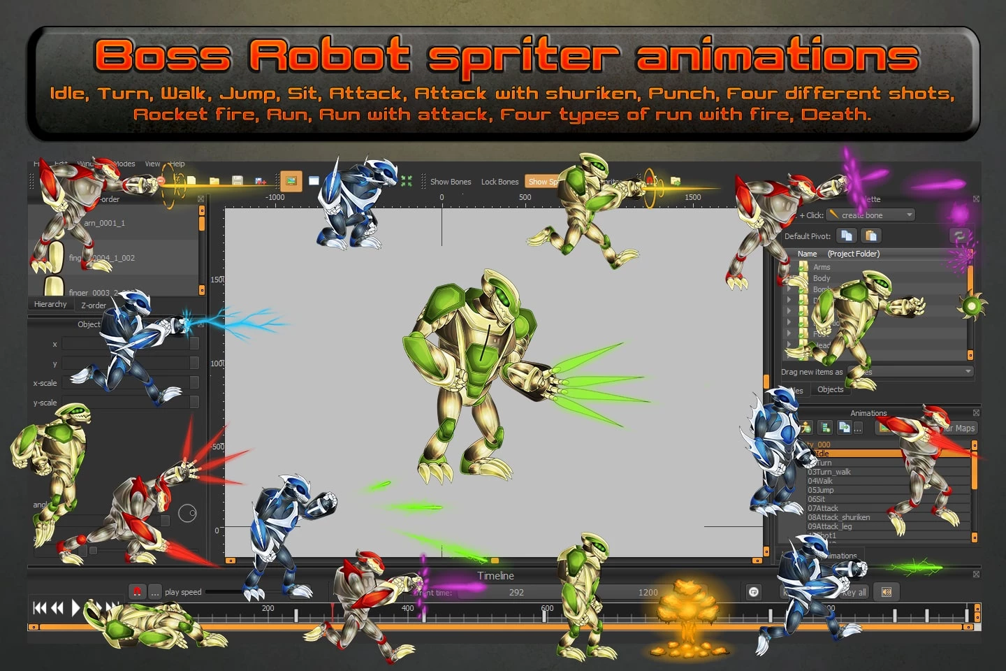 Boss Robot Character Sprites